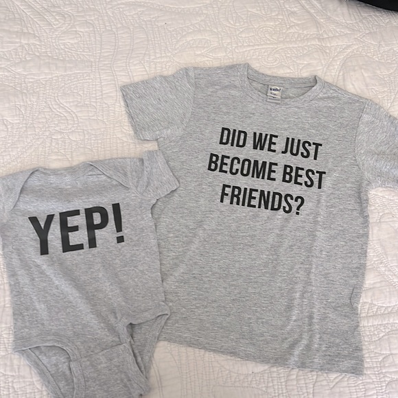 Siblings T-shirt & Infant onesie ~ Gray~ 5T and 6 months  ~ Unisex - Picture 1 of 11